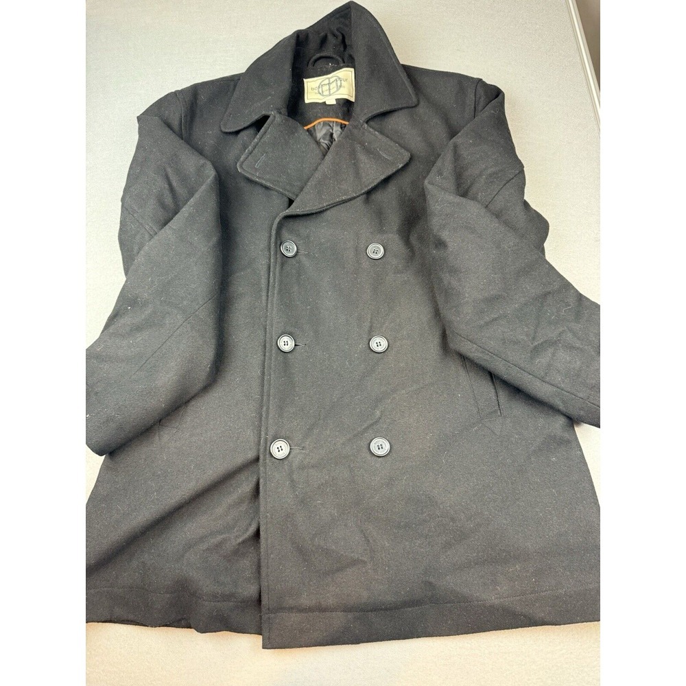 Boston Harbor Men's Lg Wool Double Breasted‎ Button Black  Peacoat